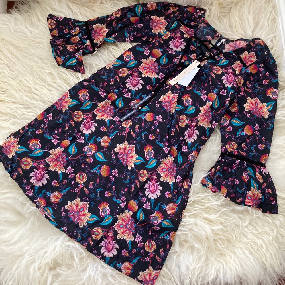 Nanette Lepore Black Floral Tatum Tunic - Picture 2 of 16